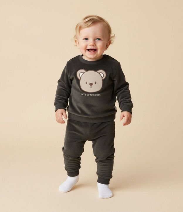 Conjunto Infantil con Bordado Oso – Talle 0 a 18 Meses 1