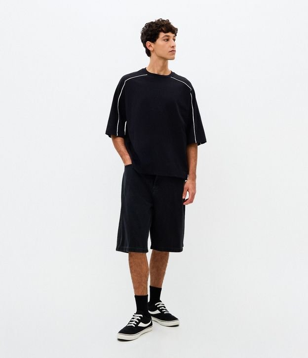 Remera Boxy en Algodón con Rayas Contrastante 2