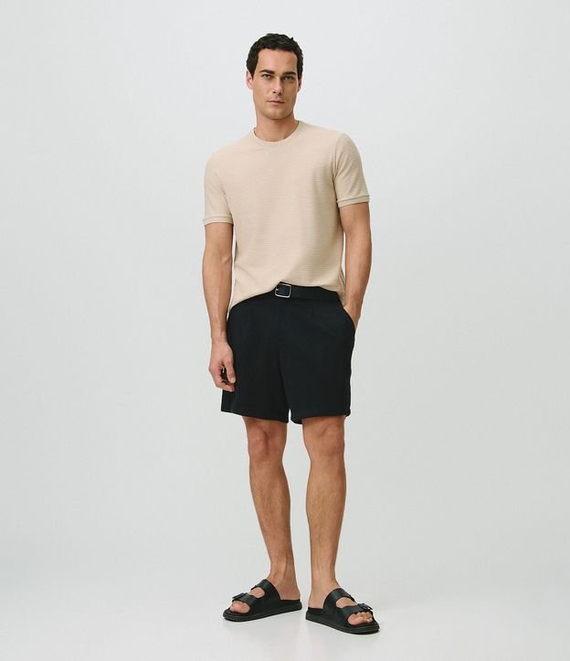 Remera Texturizada con Algodón y Cuello Redondo 3