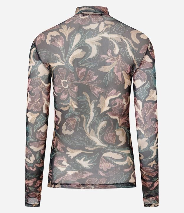 Blusa en Tule con Estampado Floral y Cuello Alto 6
