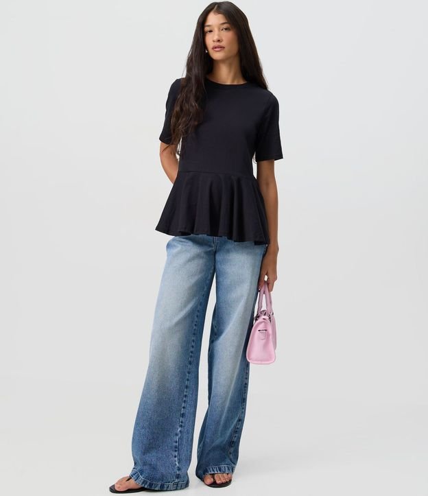 Blusa Manga Corta en Algodón con Bajo Peplum 2