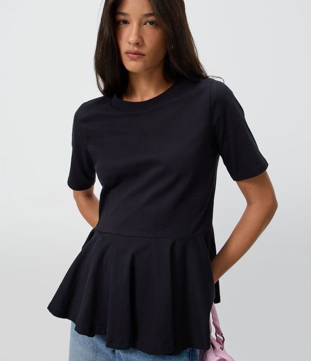 Blusa Manga Corta en Algodón con Bajo Peplum 3