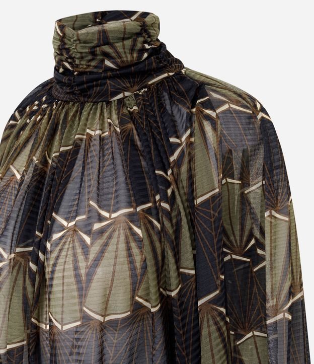 Blusa en Tule con Estampa Abstracta y Manga con Abertura 7