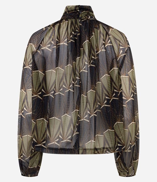 Blusa en Tule con Estampa Abstracta y Manga con Abertura 8