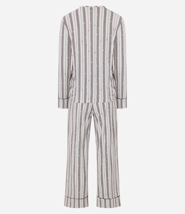Pijama Largo en Peach Touch con Estampa de Rayas Contrastante 6