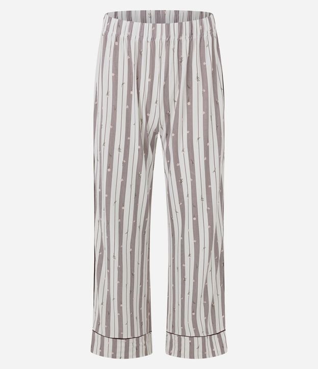 Pijama Largo en Peach Touch con Estampa de Rayas Contrastante 7