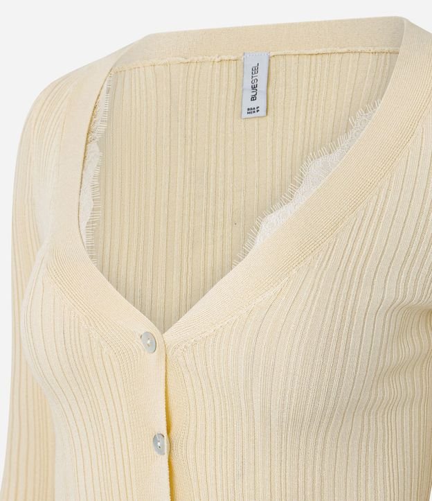 Cardigan en Punto Canelado con Encaje y Abotonado 6