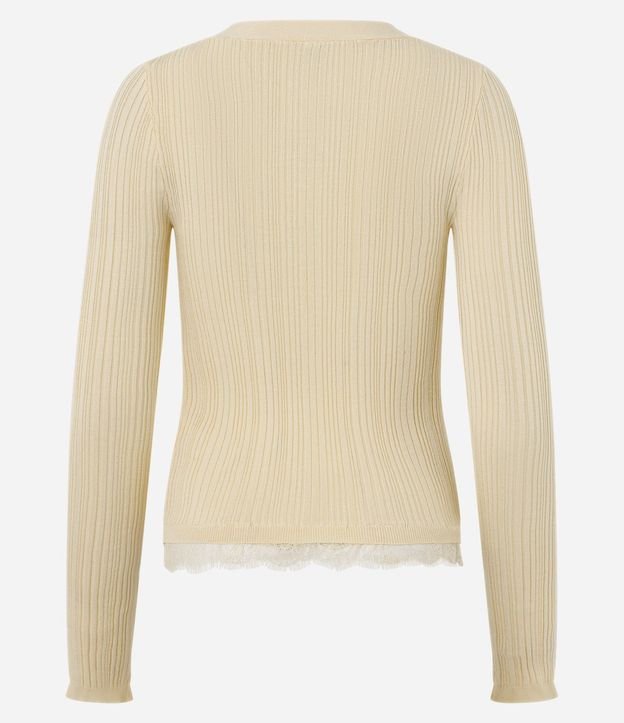 Cardigan en Punto Canelado con Encaje y Abotonado 7