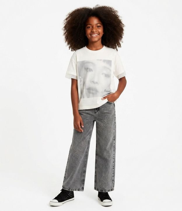 Remera Infantil con Superposición de Tule - Talle 5 A 16 años