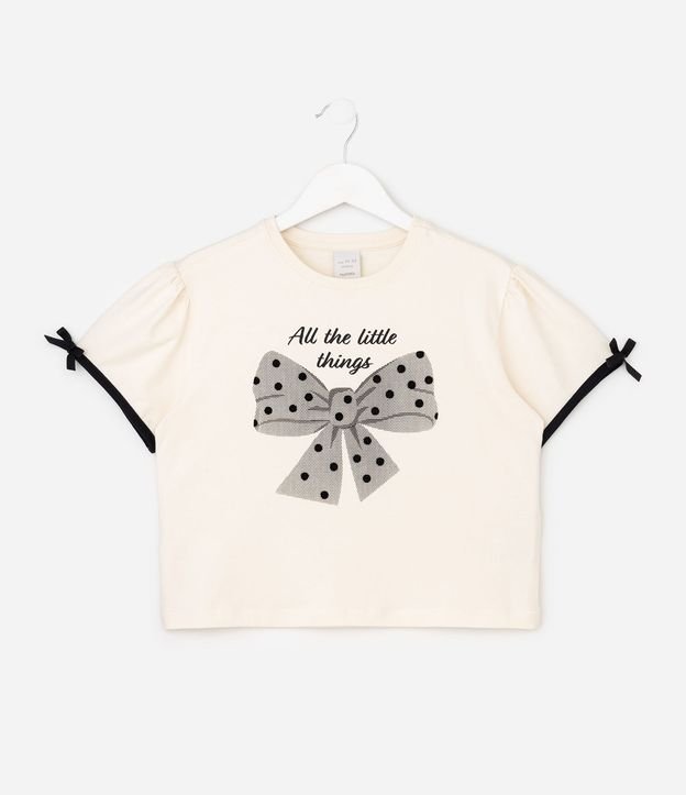 Remera Boxy Infantil con Lazo en Tule y de Lunares Flocado – Talle 5 a 16 años 2