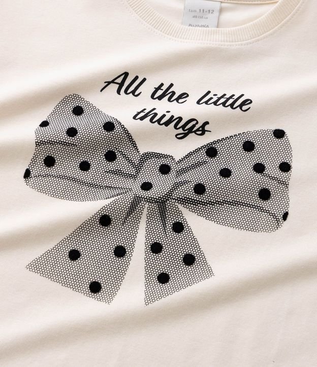 Remera Boxy Infantil con Lazo en Tule y de Lunares Flocado – Talle 5 a 16 años 5