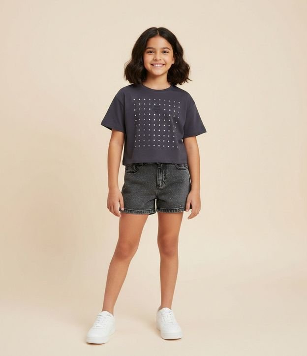 Remera Boxy en Algodón con Lettering y Termocolantes Infantil - Talle 5 a 16 años 1