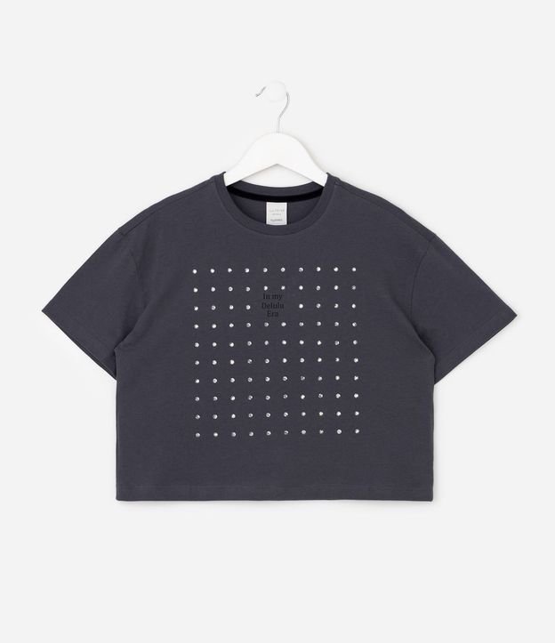 Remera Boxy en Algodón con Lettering y Termocolantes Infantil - Talle 5 a 16 años 2