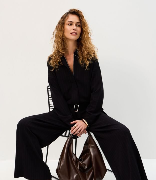 Pantalón Wide Leg Algodón con Estampa Rayada 2