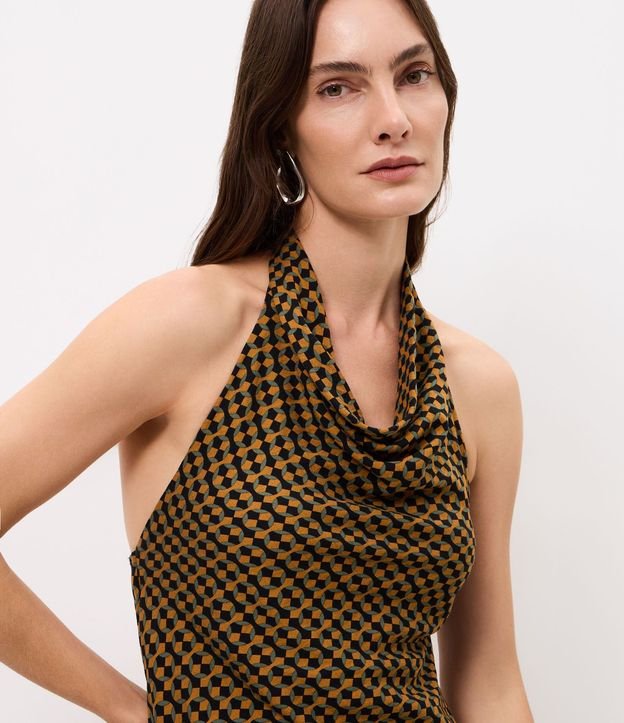 Blusa Assimétrica Estampada con Cuello Halter Neck 3