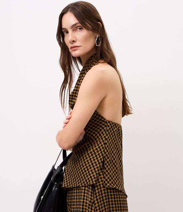 Blusa Assimétrica Estampada con Cuello Halter Neck 5