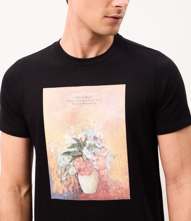 Remera en Algodón con Estampado del Cuadro Vase Of Flowers de Odilon Redon 4