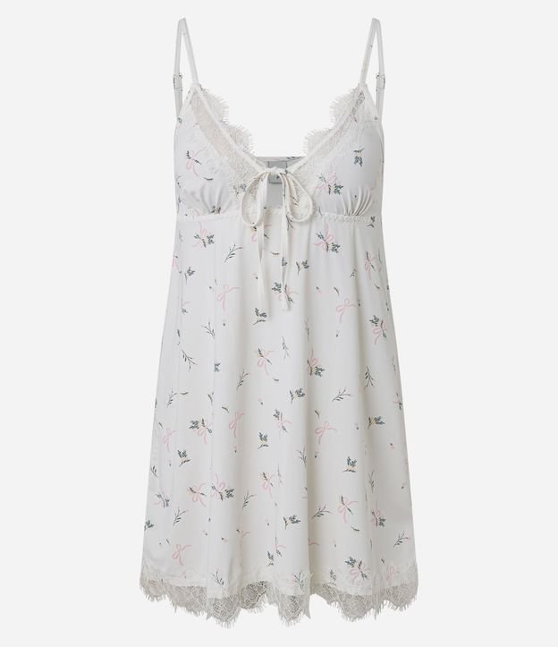 Camisón con Estampado Floral Encaje y Lazo 4