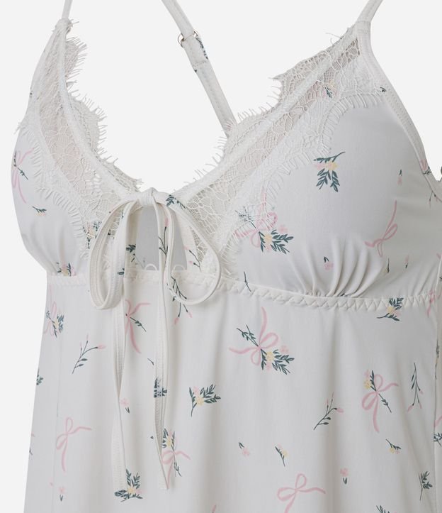 Camisón con Estampado Floral Encaje y Lazo 5
