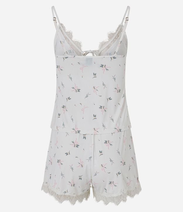 Pijama Short Doll Floral con Encaje y Lazo 7