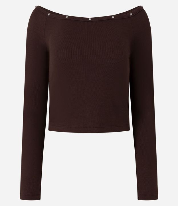 Blusa en Viscosa con Escote Hombro a Hombro y Piedras en el Escote 5
