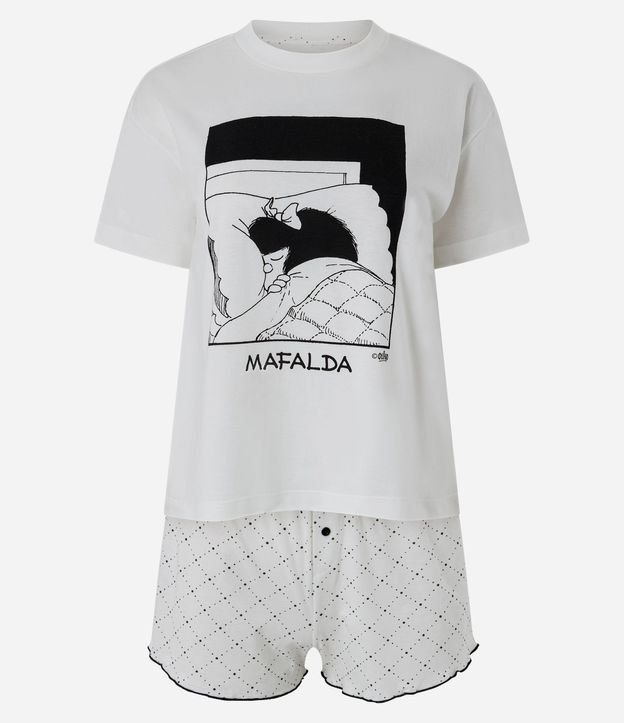 Pijama Corta en Algodón con Estampa de Lunares Mafalda