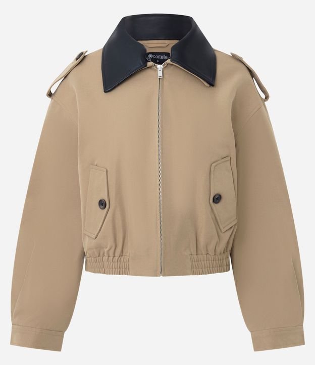 Campera Comfort con Cuello en PU Contrastante 7