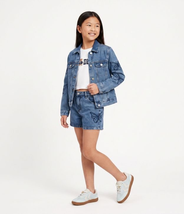 Campera Jeans Infantil con Mariposas Bordadas en las Mangas - Talle 5 A 16 años 2