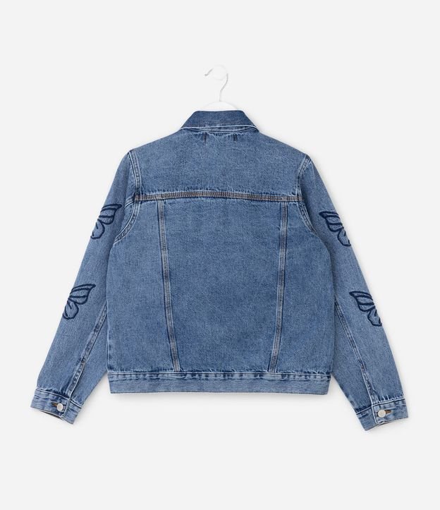 Campera Jeans Infantil con Mariposas Bordadas en las Mangas - Talle 5 A 16 años 3