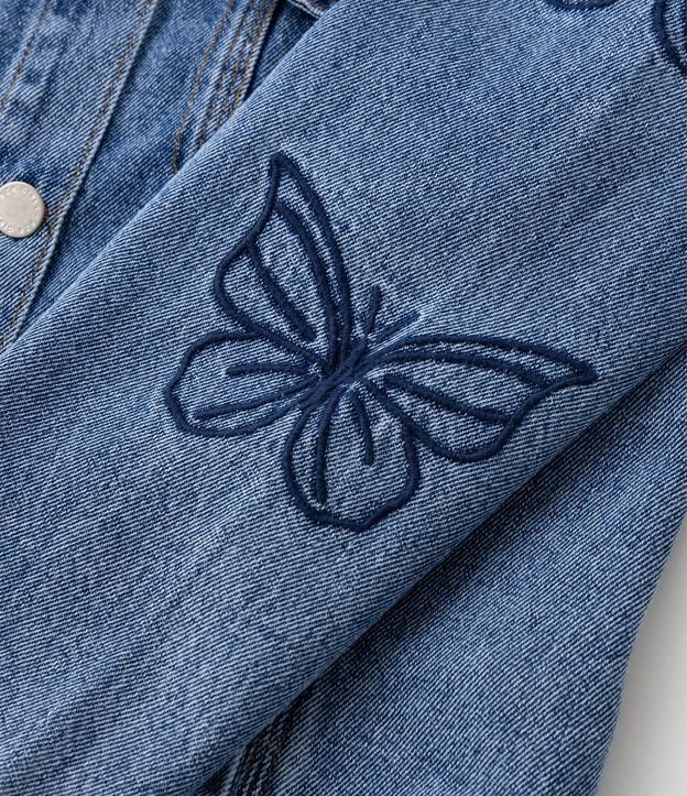 Campera Jeans Infantil con Mariposas Bordadas en las Mangas - Talle 5 A 16 años 5