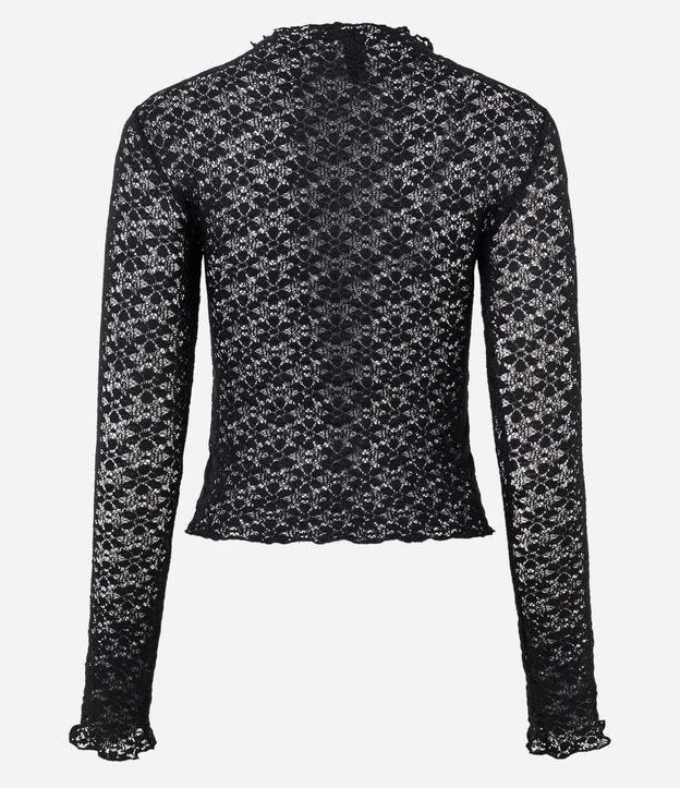 Blusa Manga Larga en Encaje Texturizada con Cuello Alto 7
