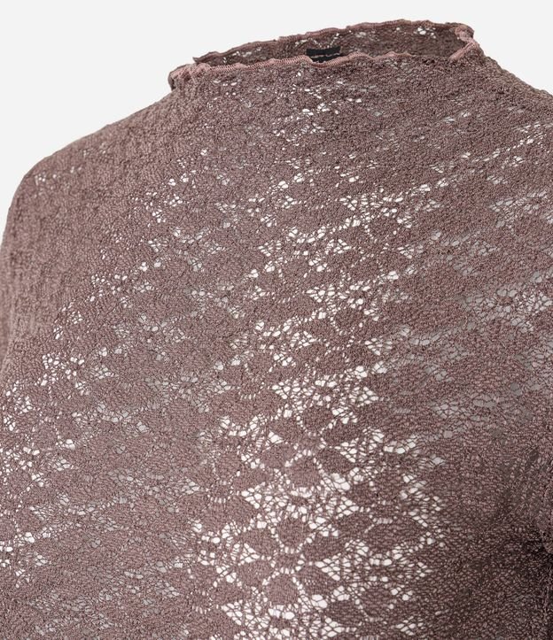 Blusa Manga Larga en Encaje Texturizada con Cuello Alto 6