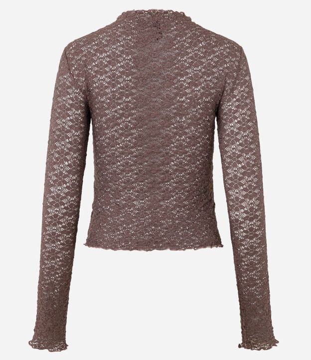 Blusa Manga Larga en Encaje Texturizada con Cuello Alto 7
