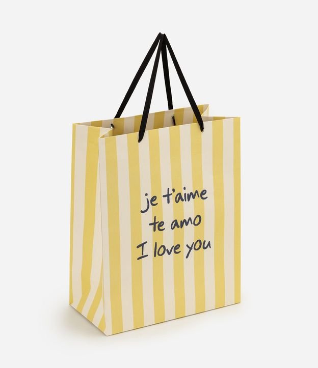 Bolsa de Presente Mediana Rayada con Lettering Je T'aime 1