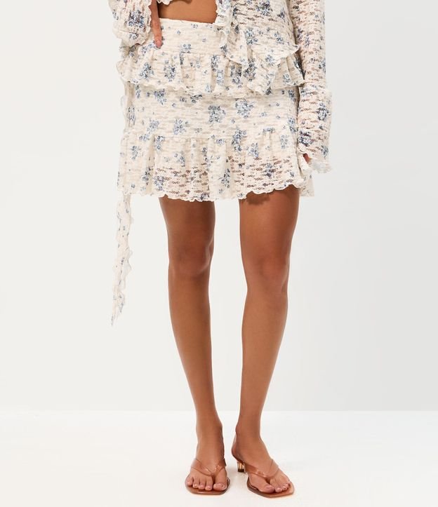 Pollera Evasê Corta en Encaje Floral Liberty 2