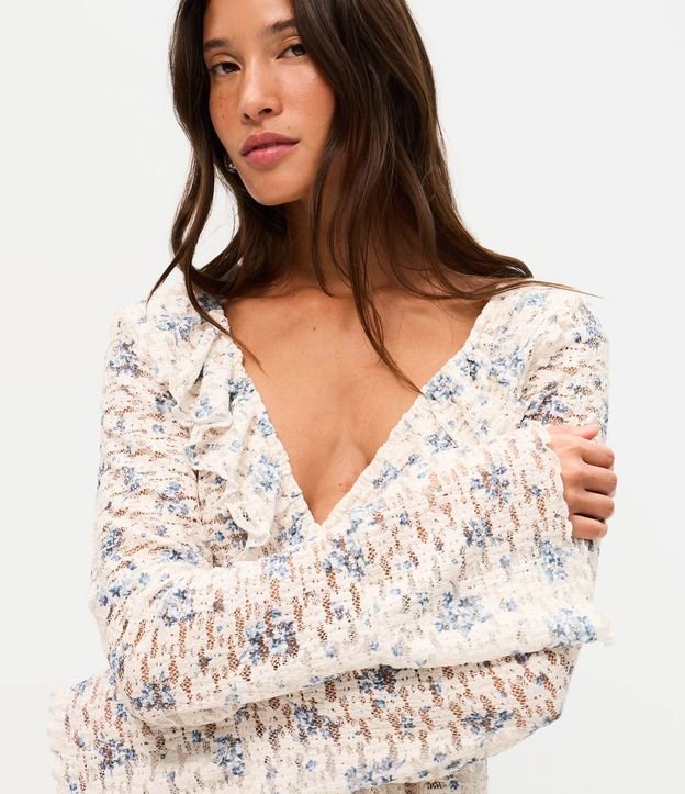 Blusa Bata en encaje Floral Liberty con Volados 3