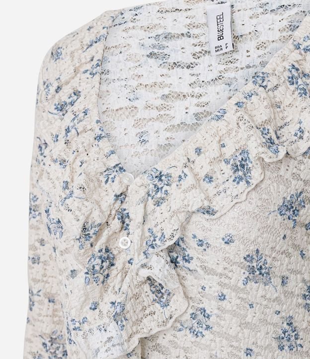 Blusa Bata en encaje Floral Liberty con Volados 6