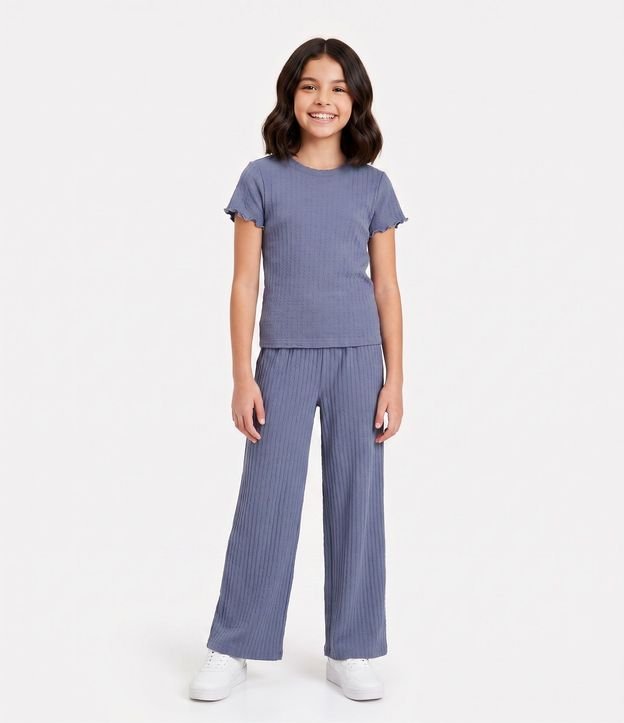 Pantalón Wide Infantil en Algodón Texturizada - Talle 5 a 16 años