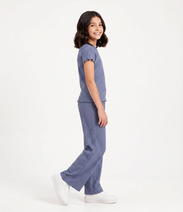 Pantalón Wide Infantil en Algodón Texturizada - Talle 5 a 16 años 2