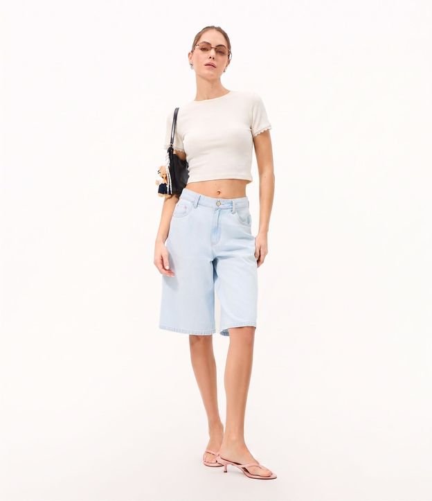 Blusa en Rib con Encaje en la Manga 2
