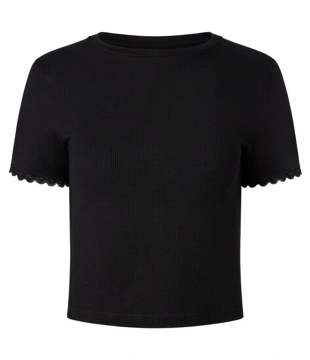 Blusa en Rib con Encaje en la Manga 5