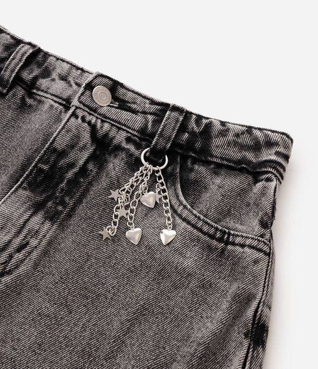 Pollera Short Infantil en Jeans con Colgantes Corazón y Estrellas – Talle 5 a 16 años 4