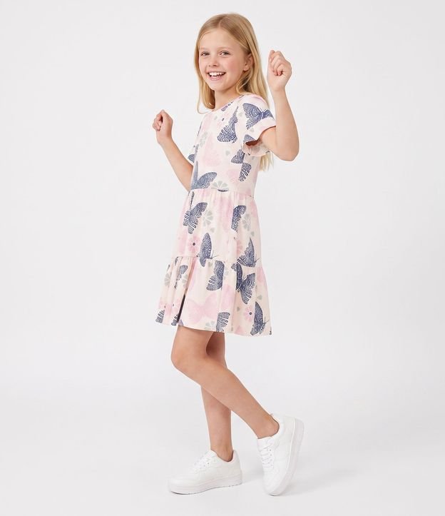 Vestido Infantil con Estampa de Mariposas y Recorte Marias – Talle 5 a 16 años 2