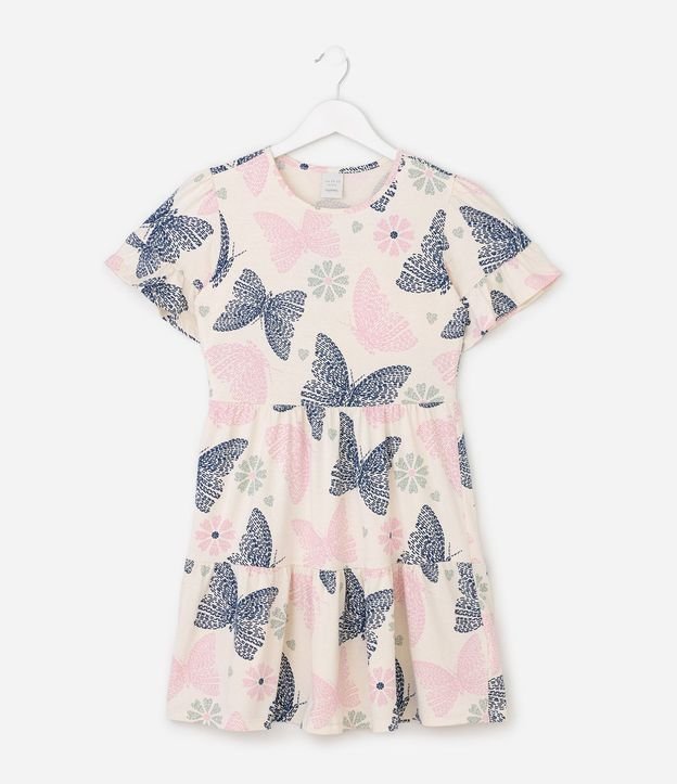 Vestido Infantil con Estampa de Mariposas y Recorte Marias – Talle 5 a 16 años