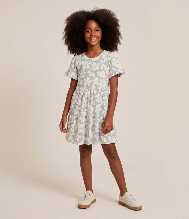Vestido Marias Infantil con Estampa Floral y Recorte – Talle 5 a 16 años