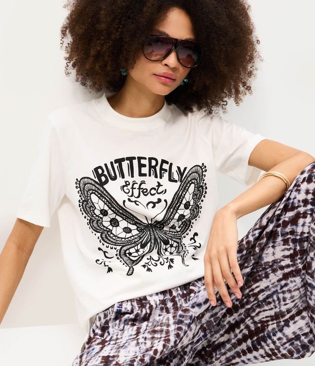 Remera Alargada en Algodón con Estampado Butterfly Effect 1