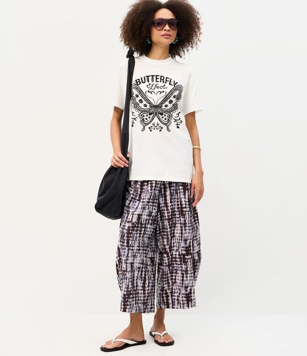 Remera Alargada en Algodón con Estampado Butterfly Effect 2