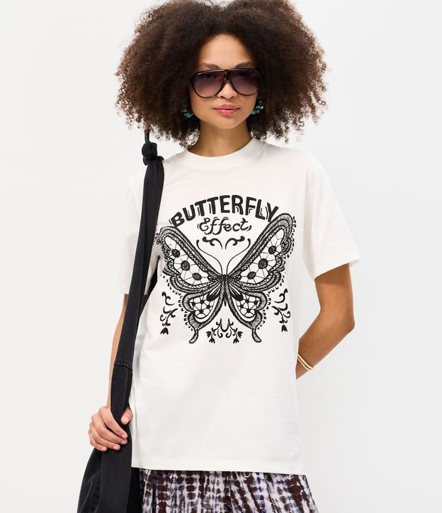 Remera Alargada en Algodón con Estampado Butterfly Effect 3