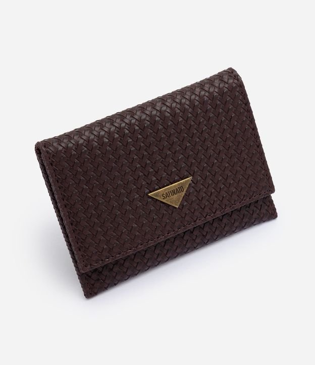 Billetera Pequeña Sobre en PU con Efecto Tressê y Placa Triangulo