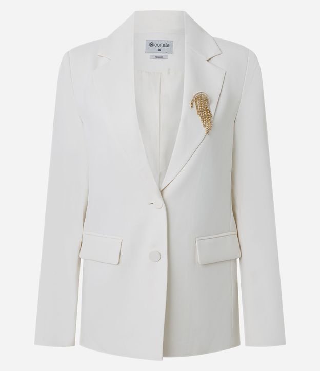 Blazer con Bolsillos y Broche Aplicado